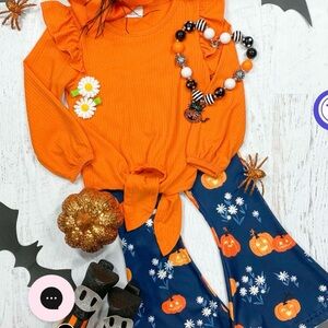 Orange and Blue Pumpkin Kids Pants Set